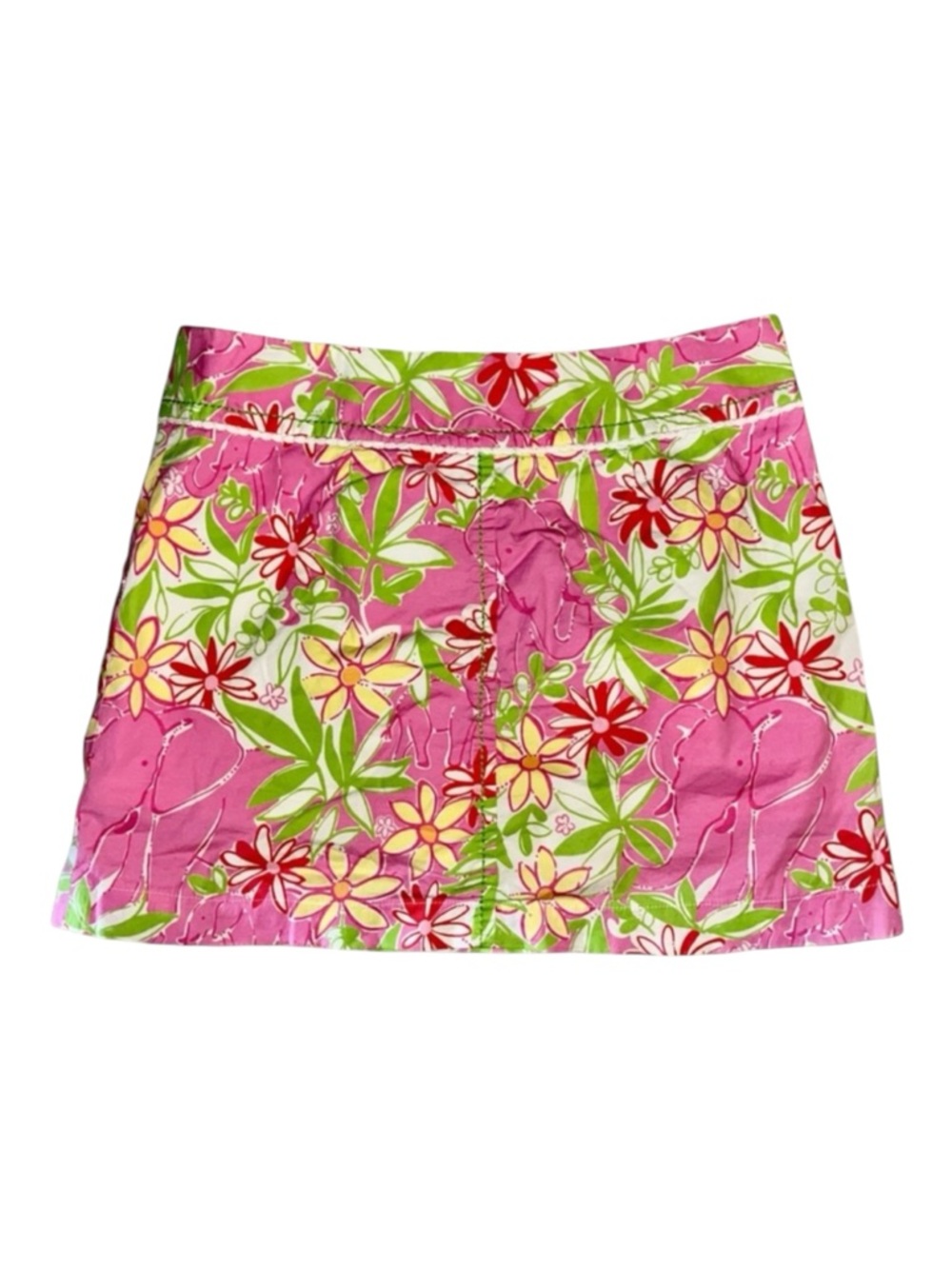 Vintage Lilly Pulitzer Hadley Skort Sz 4 in Garden Vista Pink Elephants EUC
